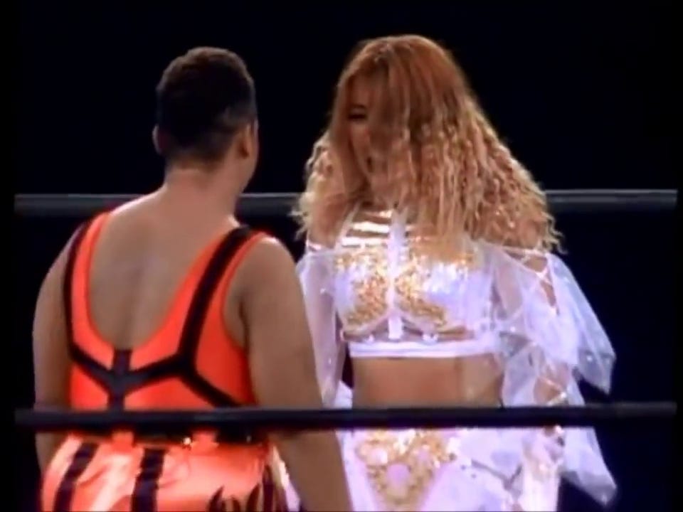 Aja Kong Overshadows Akira Hokuto in the Big Egg